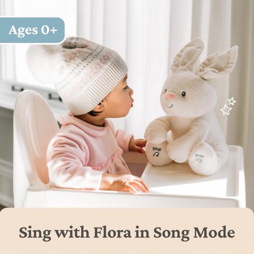 Gund Flora the Bunny Animated Plush Toy 12" | 0 month+ | Peek-a-boo Plush Toy | Baby Soft Toy | Stuffed Toy
